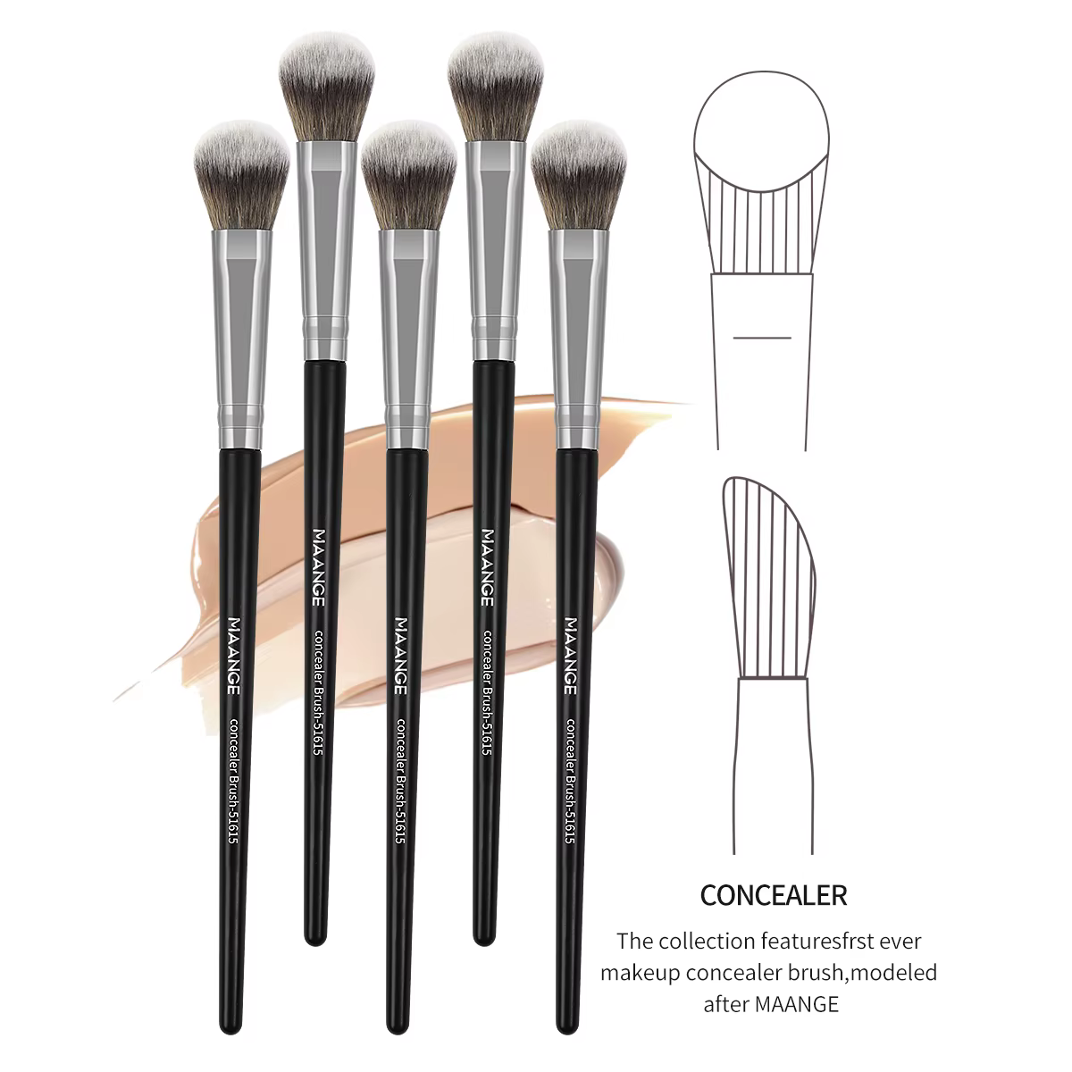 MAANGE 5 pièces/ensemble fond de teint correcteur pinceau de maquillage Contour Blush brosse impecca