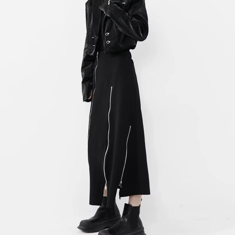 Jupe mi-longue pour femme, jupes Y2K, design personnalisé, style coréen, pur compromis, streetwear a