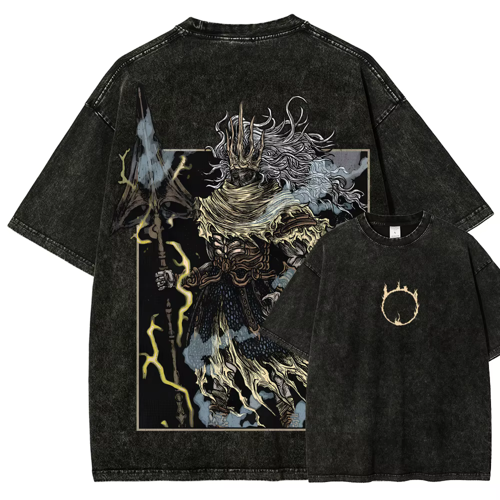 T-shirt délavé Dark Souls Anime Lover, nouveau modèle, vêtements de toute saison, vêtements de perso