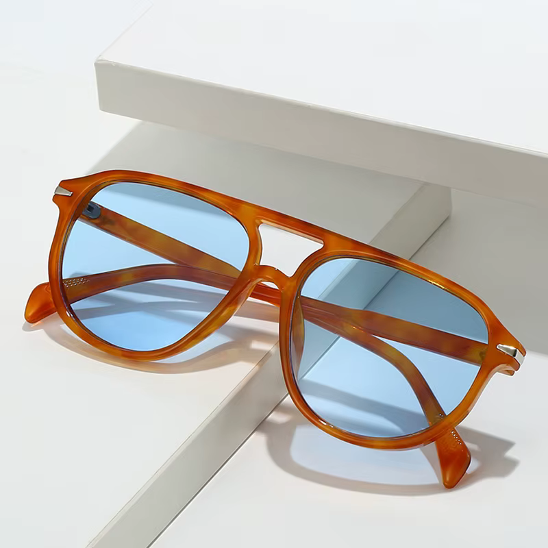SO & EI rétro Double ponts pilote hommes Rivets lunettes de soleil marque de mode concepteur femmes 
