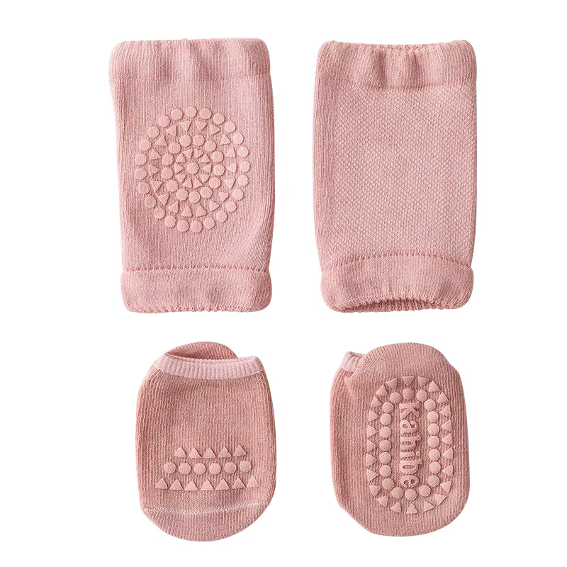 Ensemble de chaussettes et genouillères pour bébé, pour filles et garçons, couleur unie, antidérapan