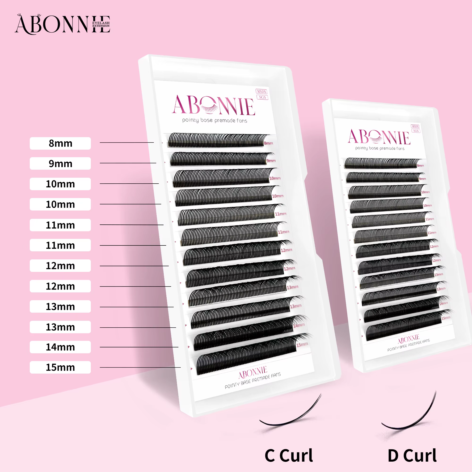 Abonnie Angel Lashes – Extensions de cils individuels pré-faits en forme de fleur 5D, cils effilés p
