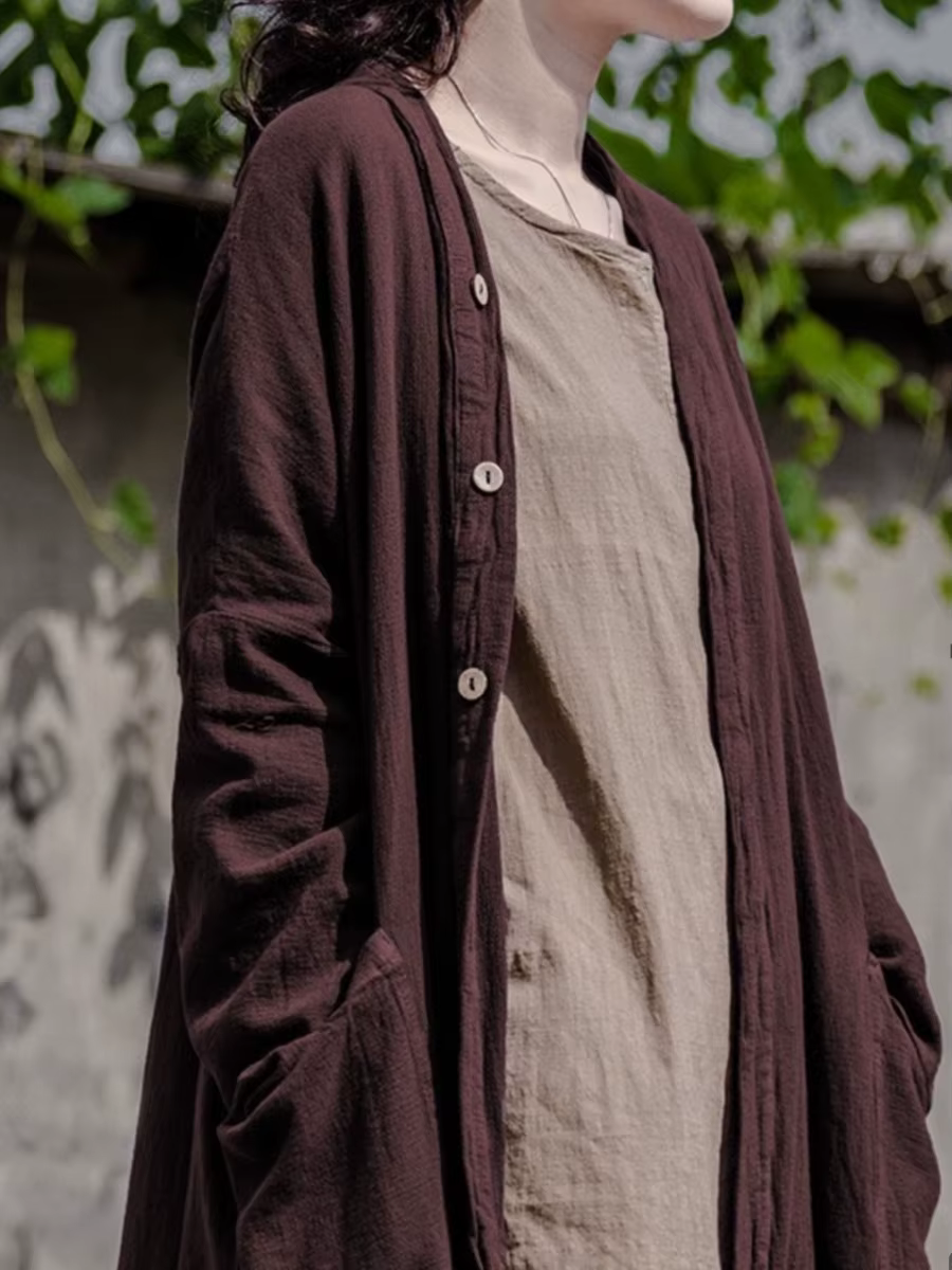 Veste Cardigan longue décontractée surdimensionnée, ample, Trench-coat avec poches, vêtements d'exté