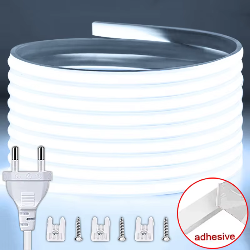 Bande LED COB étanche haute luminosité 220V, avec prise ue, pour chambre à coucher, cuisine, éclaira