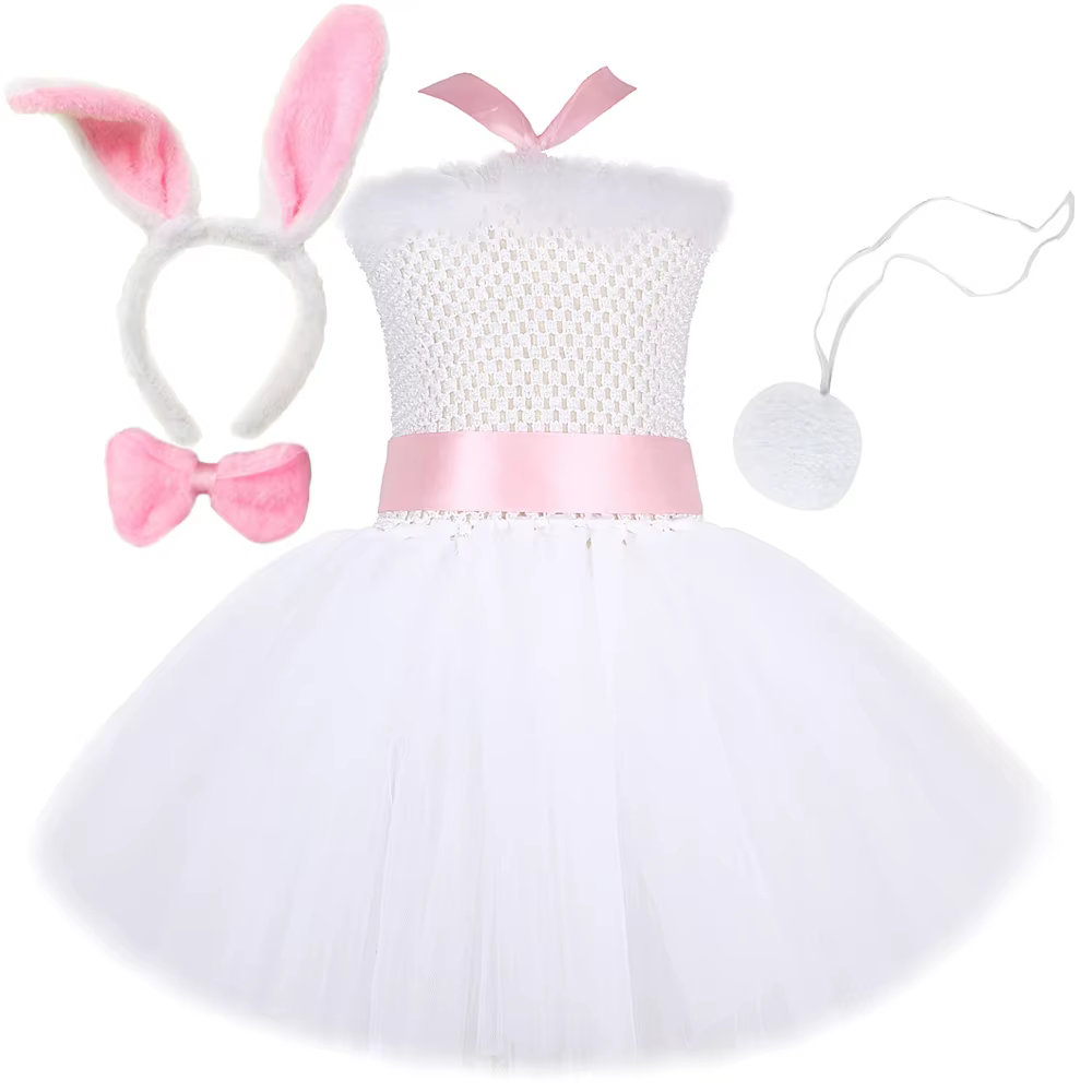 Costumes de lapin blanc pour bébés filles, robe fantaisie de vacances de pâques, tenue d'halloween p