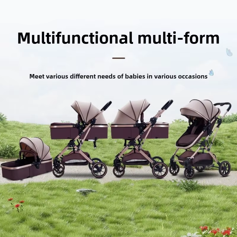 Poussette bébé 3 en 1 à grande vue avec siège auto pliable, dossier réglable, poussette bébé Portabl