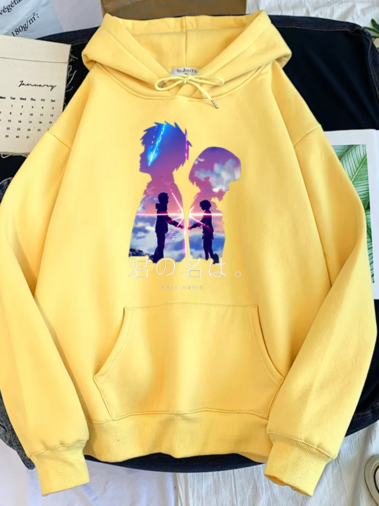Sweat à capuche à col rond pour femme, vêtement surdimensionné, ample, mignon, avec films d'anime ja