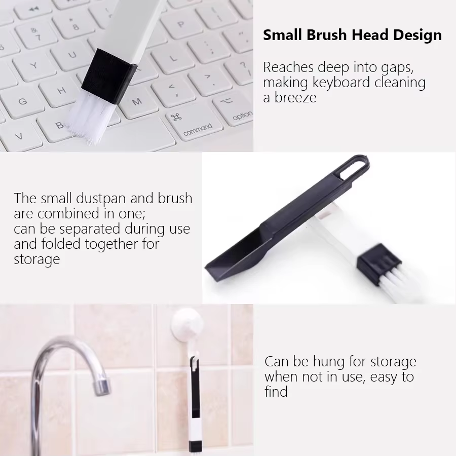 Brosse de nettoyage Portable deux en un, nettoyeur multifonctionnel de rainures de clavier de porte 