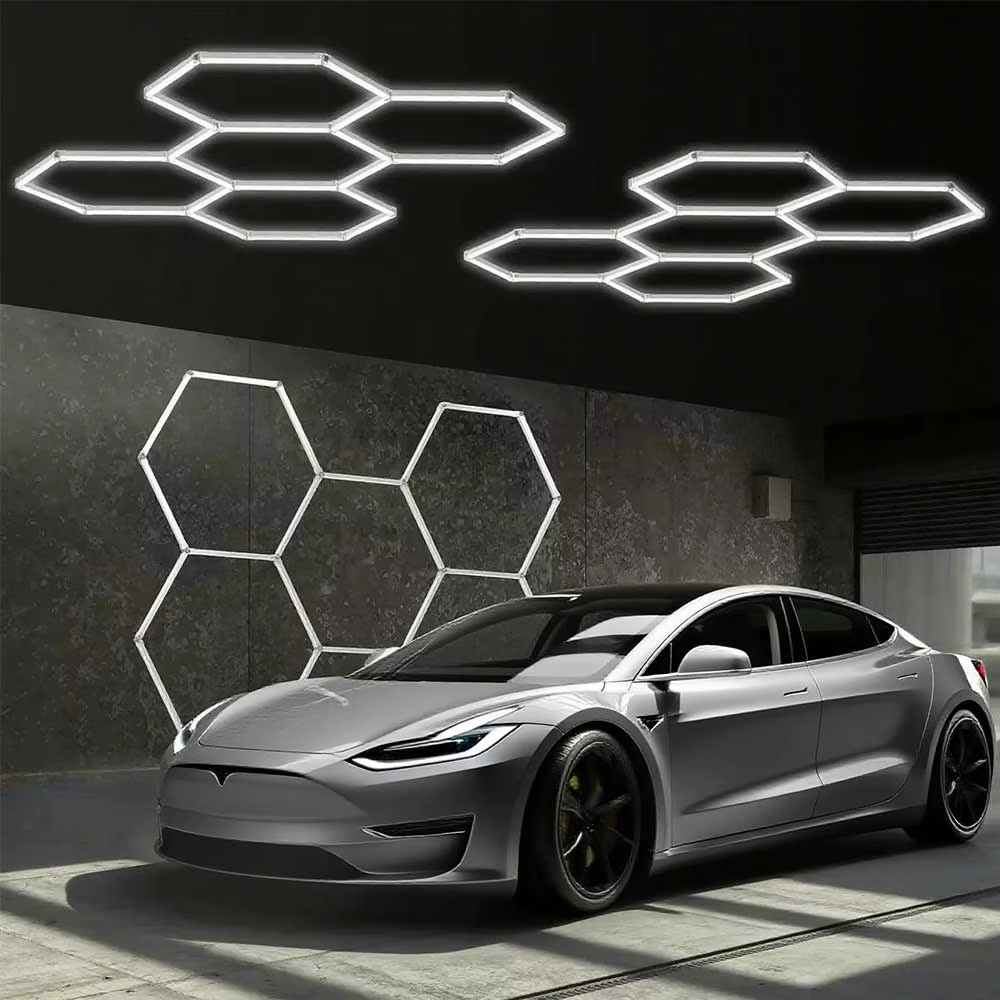 VASTFIRE 1/3/5/8/14 trous nid d'abeille hexagonal LED plafonnier de garage 6500K lumière froide pour