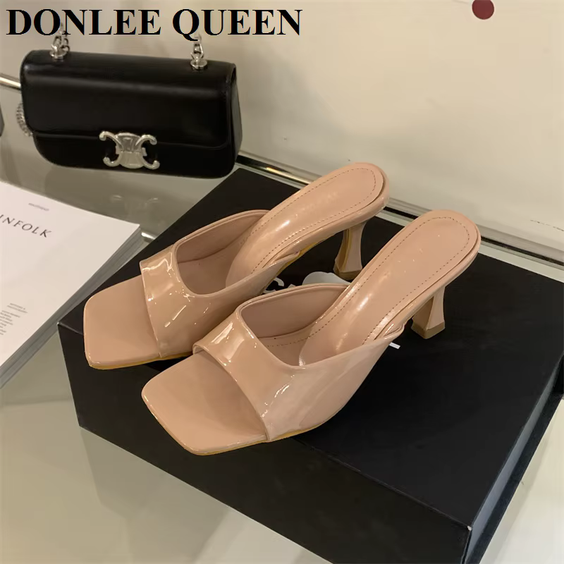 Pantoufles à talons hauts pour femmes, chaussures mules élégantes à enfiler, sandales de loisirs, gr