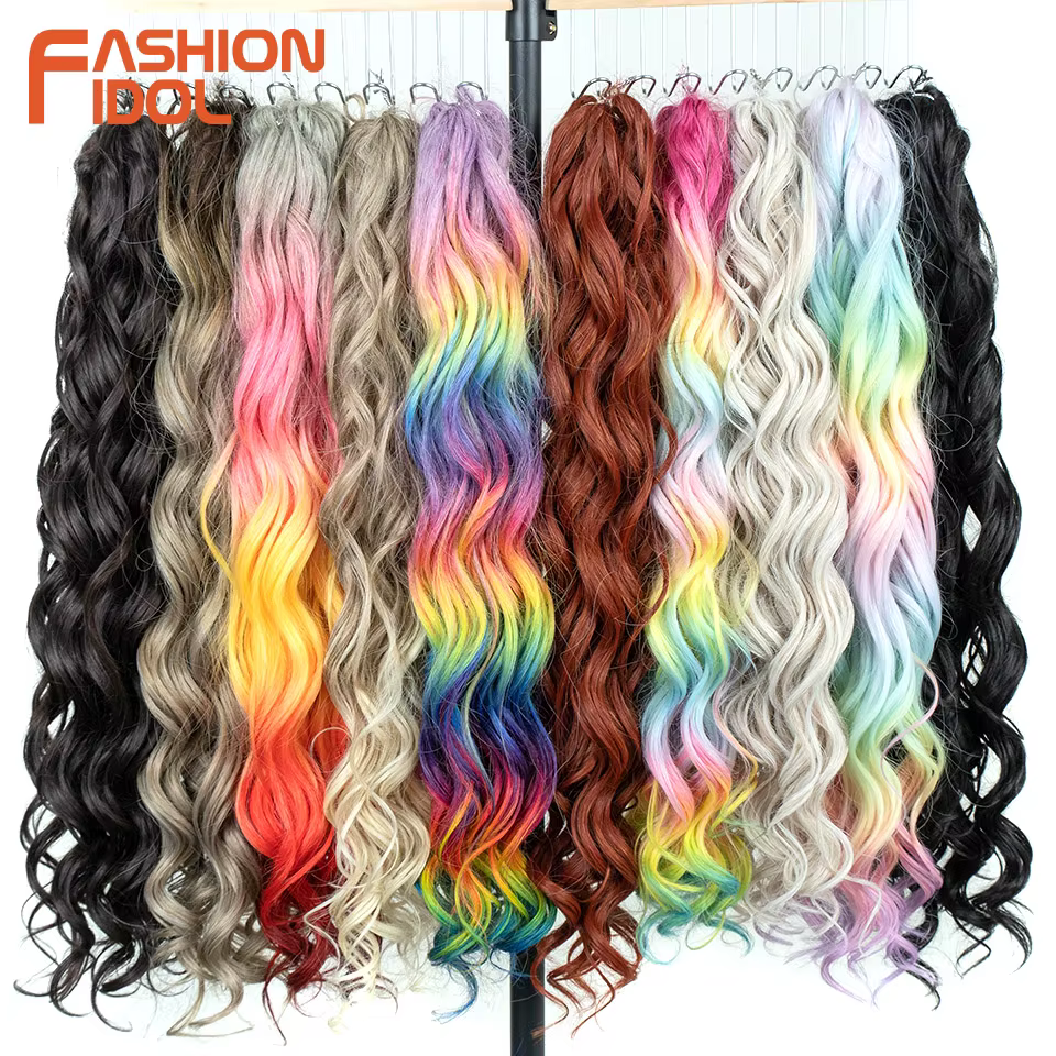 FASHION IDOL 24 pouces 300g Cheveux synthétiques ondulés profonds pour crochet, tresses torsadées bo