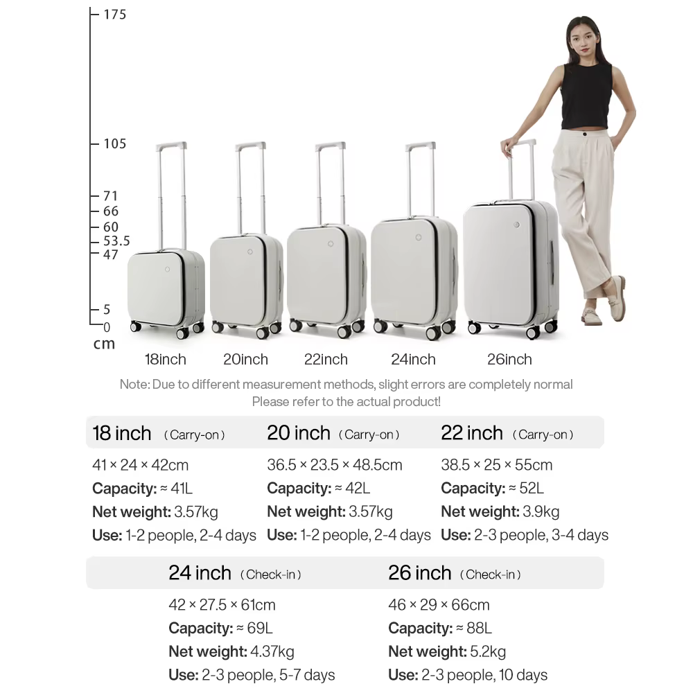 Mixi nouveau PC cadre en aluminium valise ouverture avant bagage de voyage roulant 20 pouces bagage