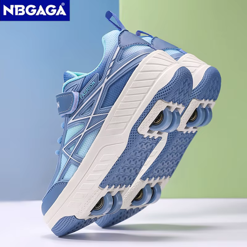 Chaussures de roller avec roulettes amovibles à quatre roues pour enfants, garçons et filles, basket