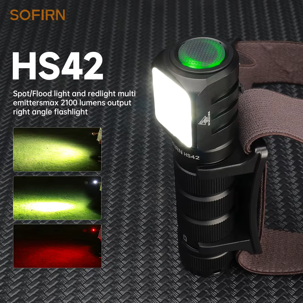 Lampe frontale SOFIRN HS42 2100lm 18650 EDC USB C rechargeable, lampe torche LED SST40 avec aimant p