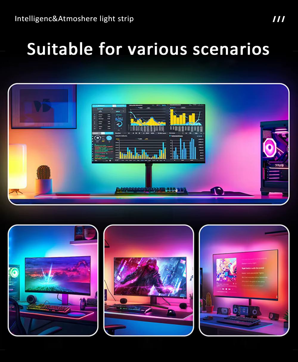 24-34 pouces USB PC LED bande lumières ordinateur synchronisation bande lumineuse moniteur RGB écran
