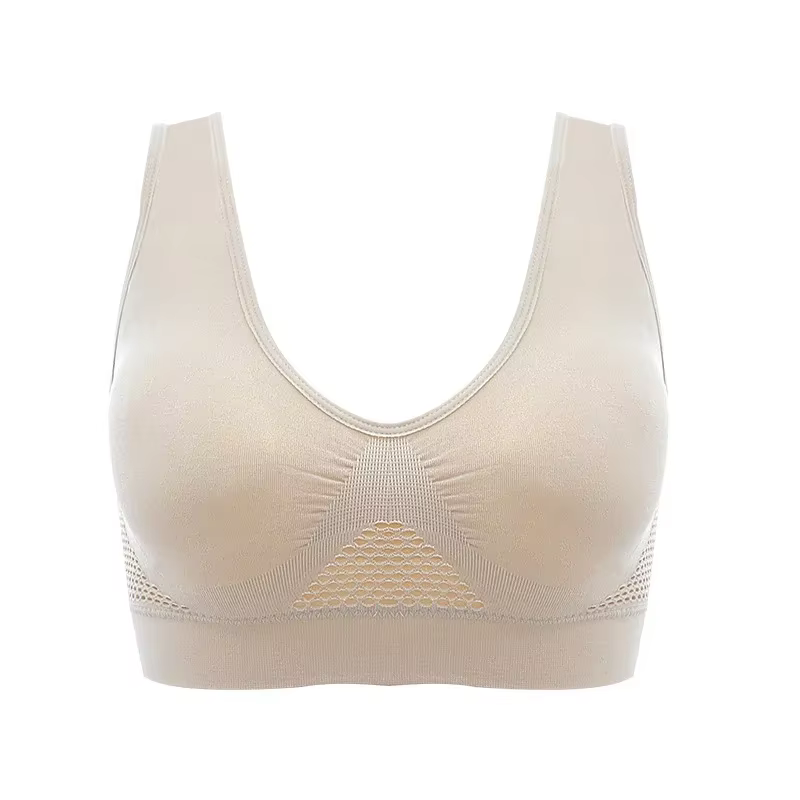 Soutien-gorge de sport respirant en émail pour femme, absorbant la sueur, coussin antichoc, haut de