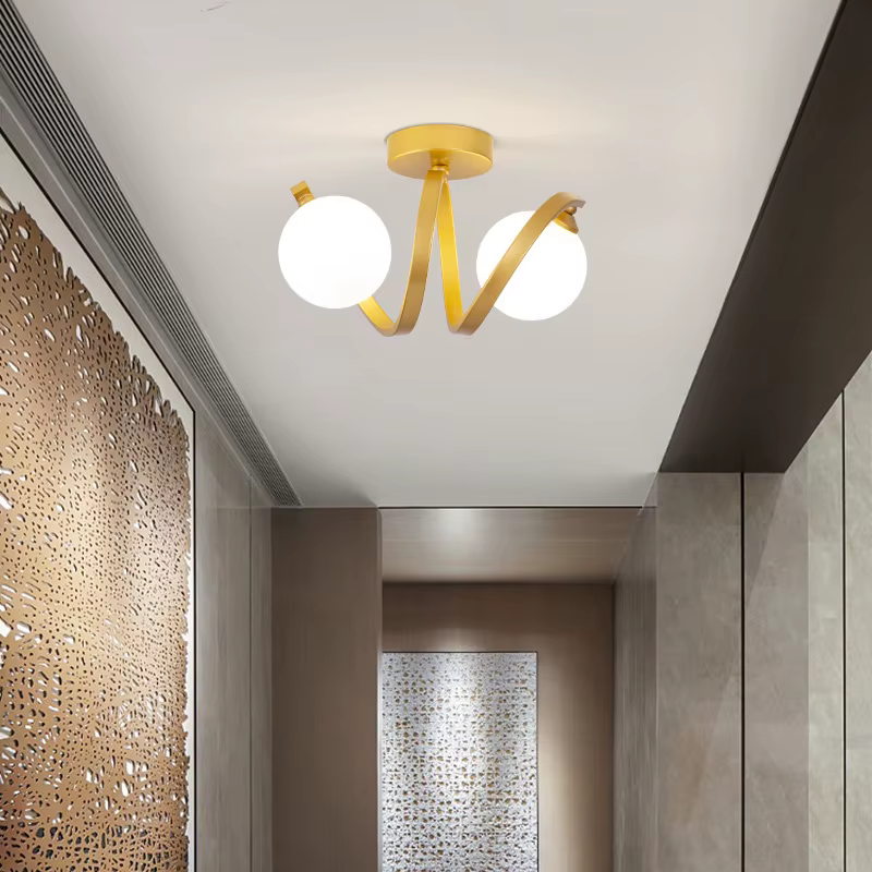 Plafonnier en verre au design minimaliste moderne, disponible en noir et en or, éclairage d'intérieu