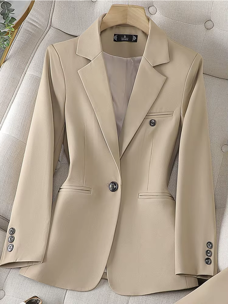 Blazer à manches longues pour femmes, veste mince pour dames, vêtements d'affaires, manteau formel, 
