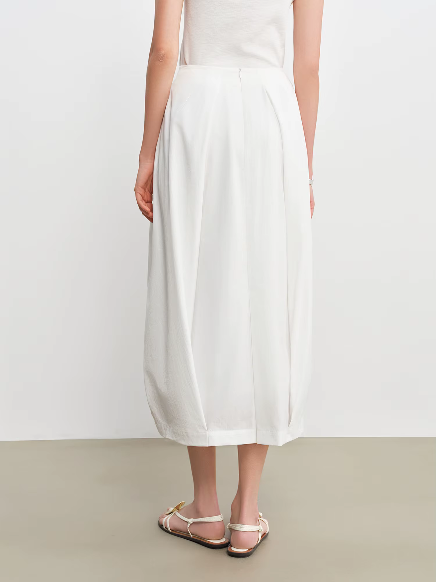 Jupe sculpturale blanche ZIQIAO Printemps 2026 pour femme - Longueur mi-longue, coupe trapèze, motif