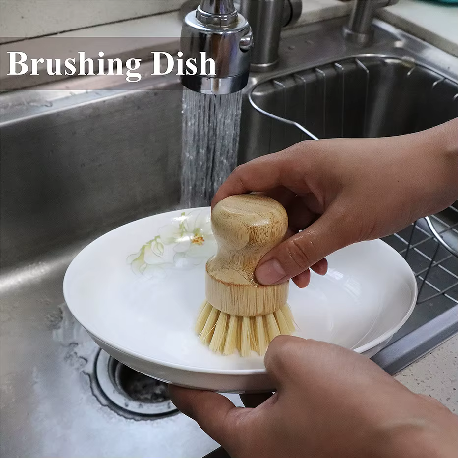 Brosse à récurer la vaisselle en bambou Regina, épurateur de vaisselle en bois de cuisine, brosse de
