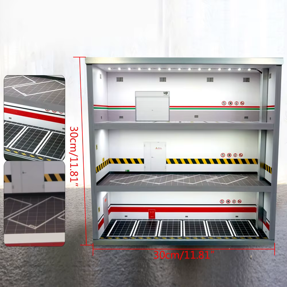 Vitrine de voiture modèle moulé sous pression avec lumière LED, vitrine de garage, vitrine de parkin