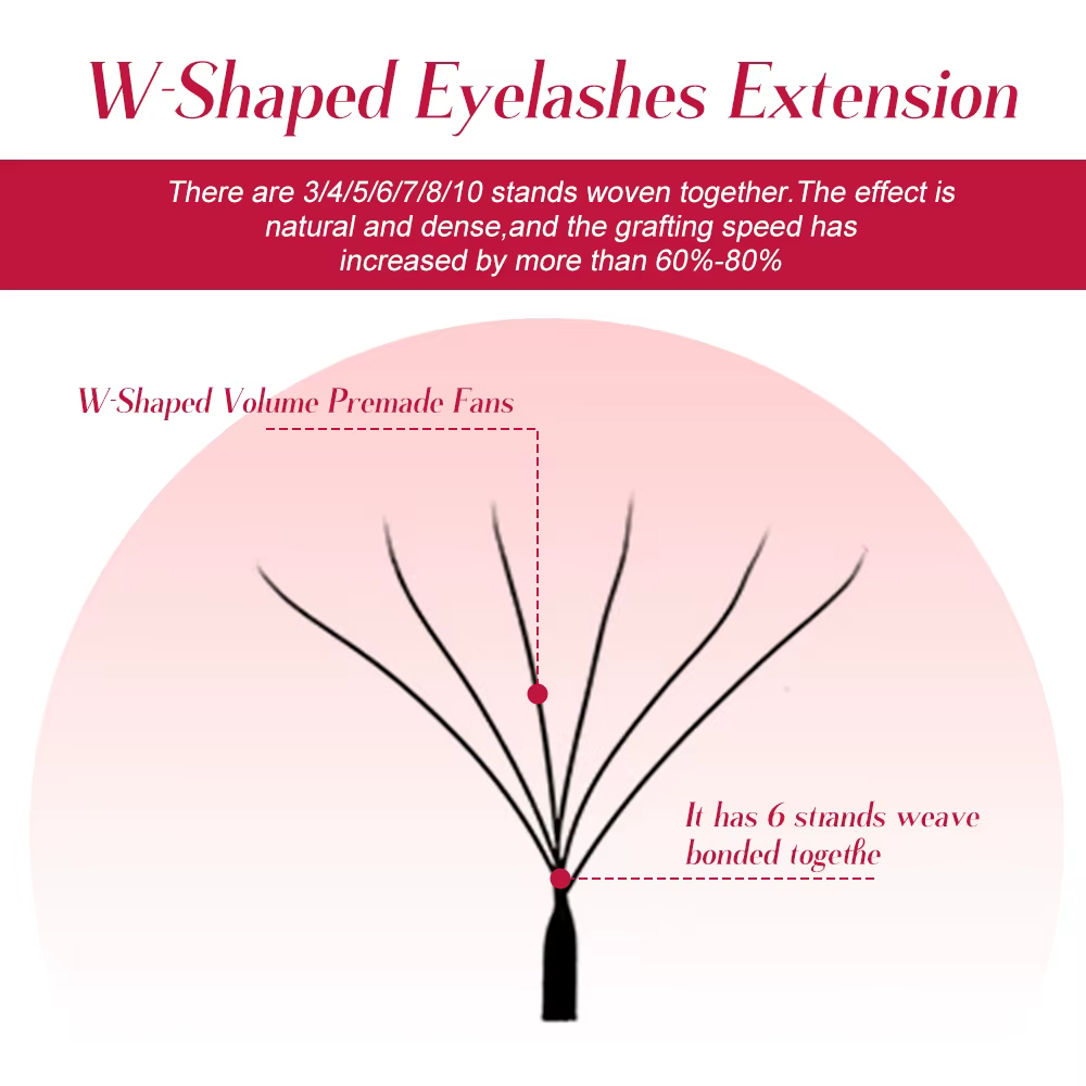 FADVAN 3D/4D/5D/6D/7D/8D Extension de cils en forme de W C D Curl cils de vison naturel préfabriqués