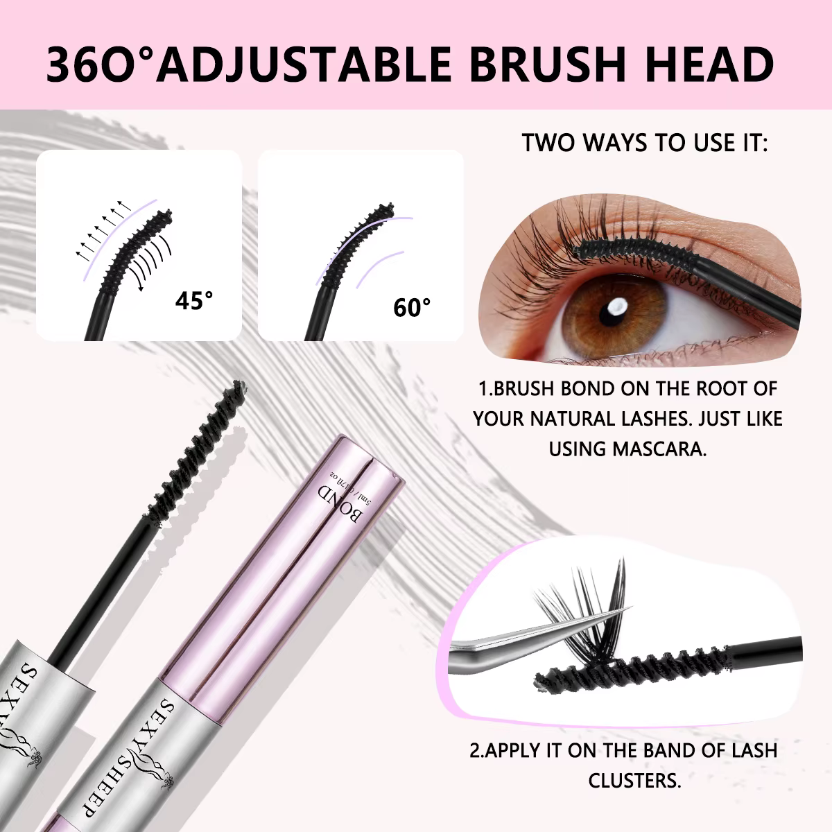 Colle à cils 2-en-1 pour extensions de cils DIY : Adhésion et scellage longue durée, tenue forte, ré