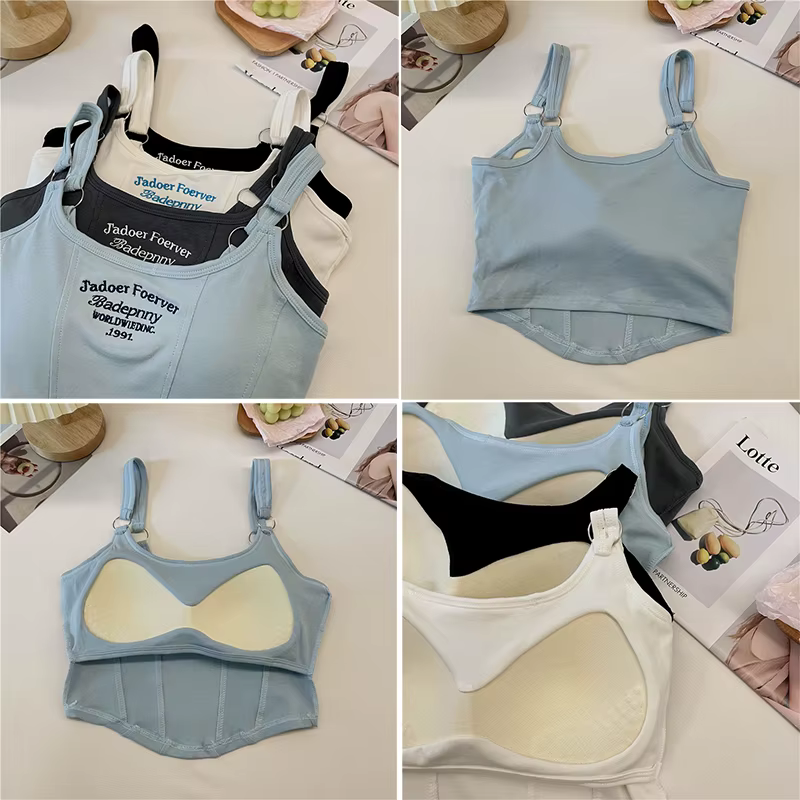 Haut court avec coussretours pour femme, ourlet irrégulier, mince, précieux, Y, décontracté, sexy, b