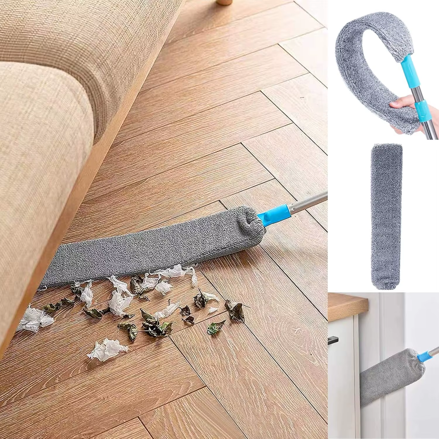 UNTIOR – vadrouilles anti-poussière à Long manche, nettoyage des sols et des plafonds, en tissu, pou