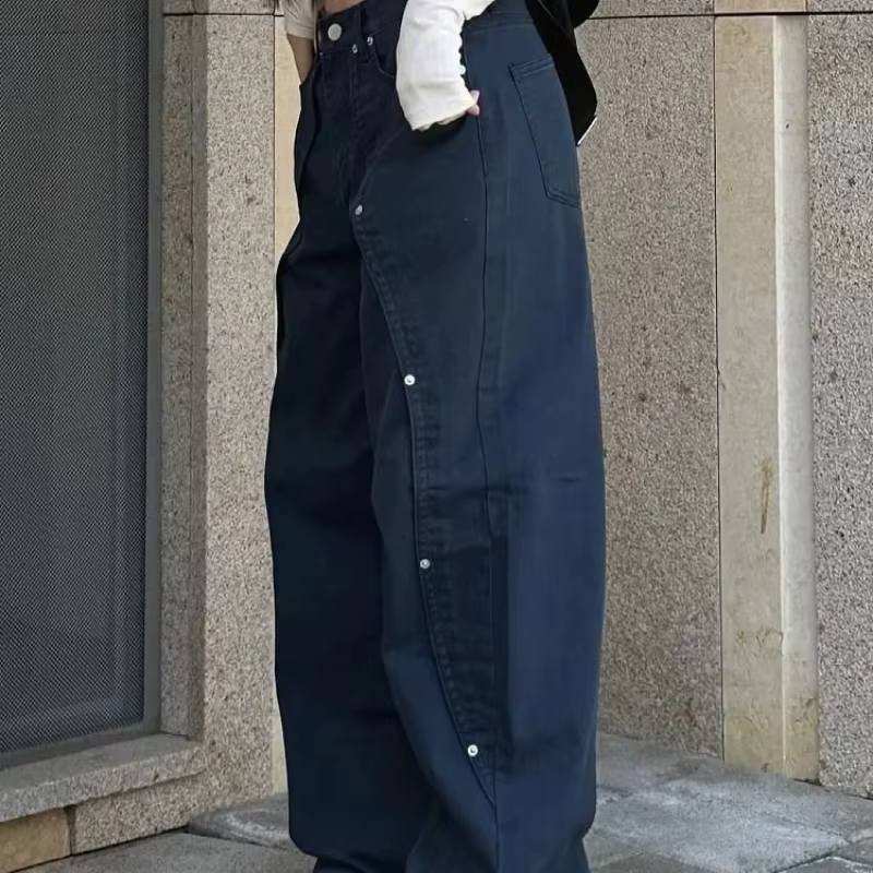 Jean pour femme Y2k, vêtements décontractés, coupe ample, pantalon à jambes larges, Style rétro amér