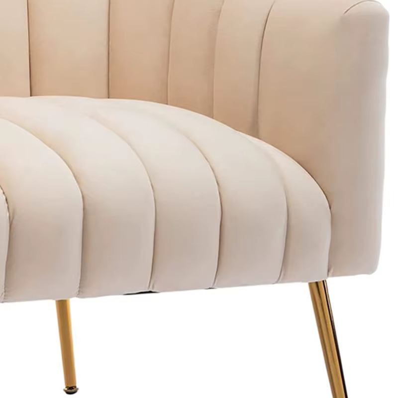 SEYNAR-Fauteuil tonneau moderne Glam en velours, sofa d'appoint crème pour adultes, pour le salon