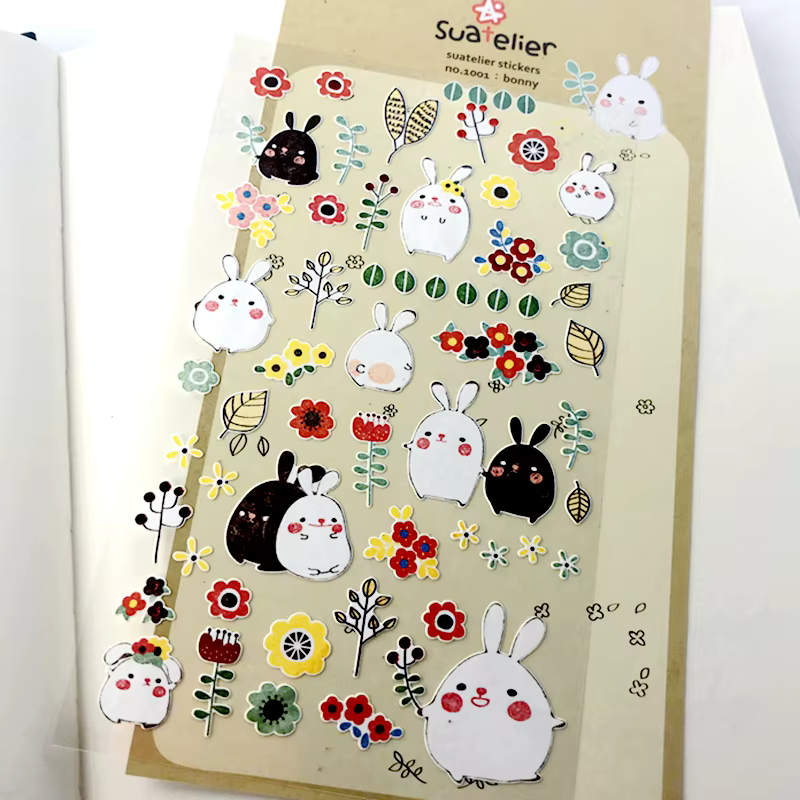 Suatelier Bonny autocollants pour Scrapbooking mignon lapin poubelle Journal autocollant Journal Alb