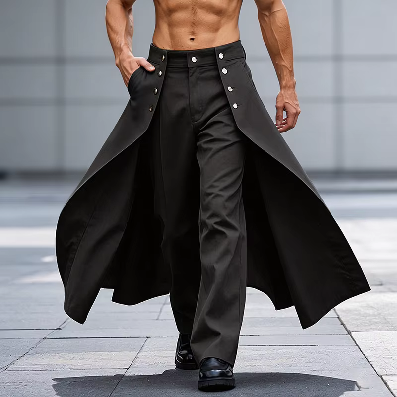 Pantalon long homme tendance 2026 – Joggers décontractés coupe ample à boutons, couleur unie, style