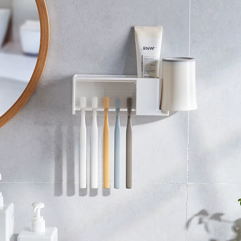 Étagères de salle de bain, support mural pour brosse à dents et dentifrice, support de rangement à v
