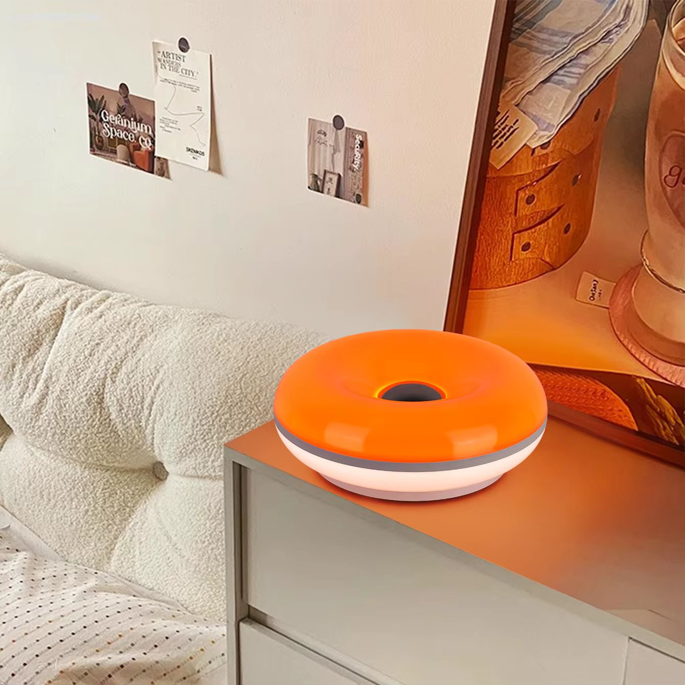 Bauhaus lampe de table prise USB chambre lampe de chevet salon salle à manger décoration beignet lum