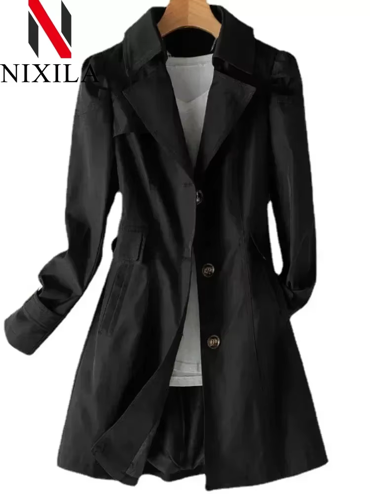 Printemps automne coupe-vent décontracté Version du Long coupe-vent haut mode coréenne dames manteau