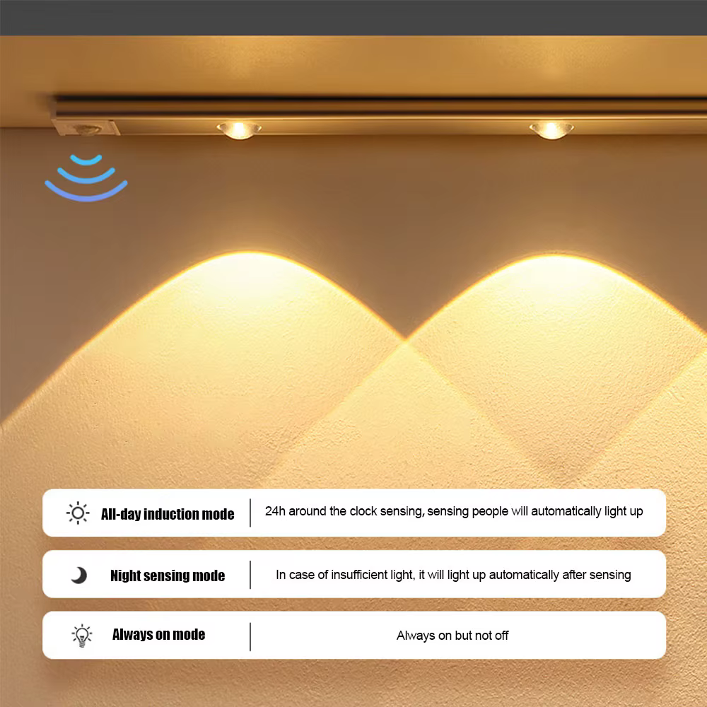 Veilleuse capteur de mouvement lumière sans fil Ultra mince USB LED pour armoires de cuisine chambre