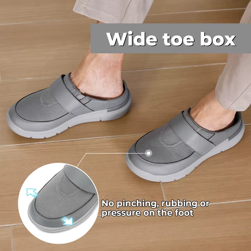 FitVille pantoufles larges pour hommes Mules à enfiler sabots pour pieds gonflés sangle réglable int