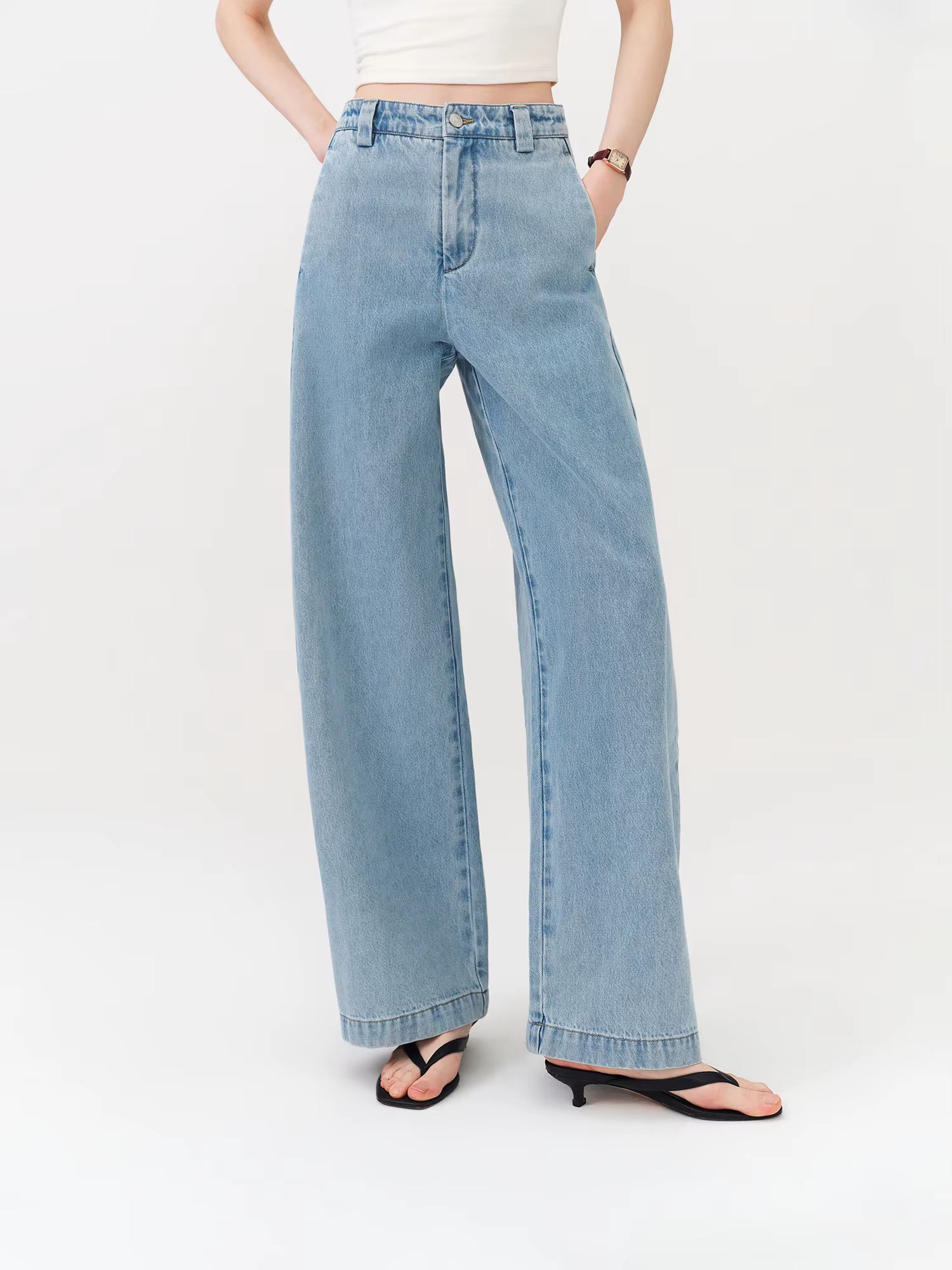 FSLE 2026 – Jean vintage bleu clair pour femme, coupe étrangère, taille haute, ample, style Y2K rétr