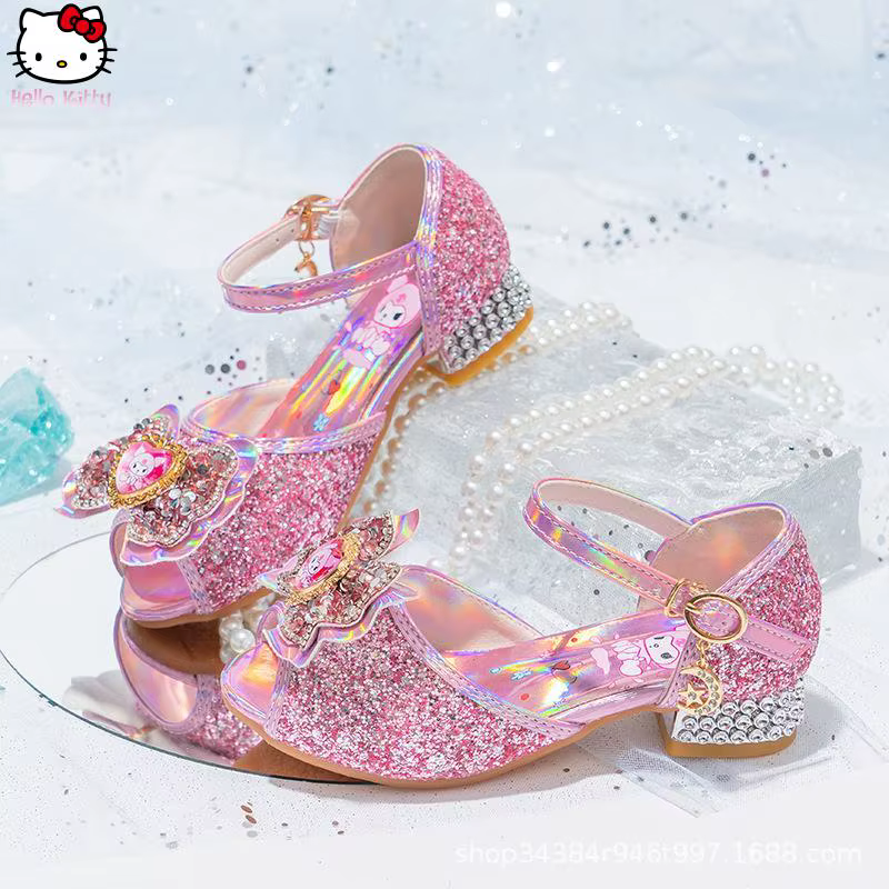 Chaussures de princesse pour filles, style anime, été, nouvelles chaussures à talons hauts en crista