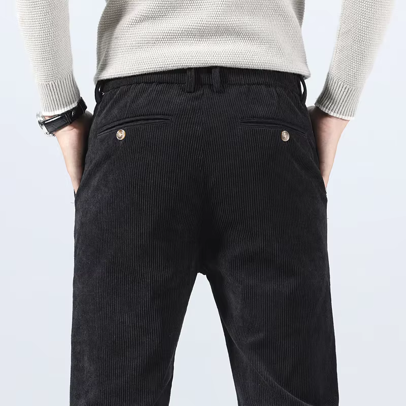 Pantalon décontracté en velours côtelé pour homme, collection Printemps-Automne 2026, coupe droite é