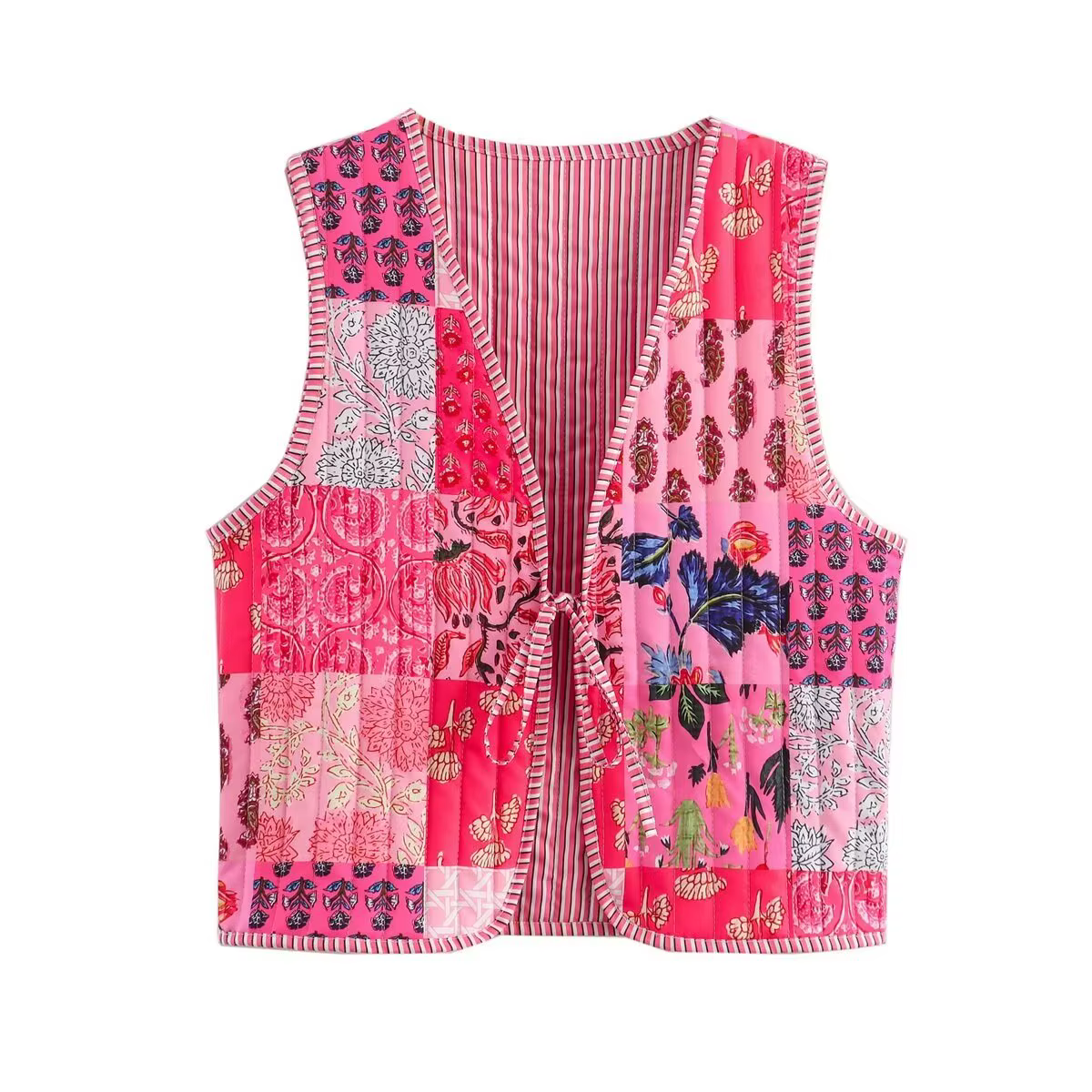 Gilet matelassé à lacets imprimé pour femme, Vintage, mode automne-hiver 2023, rétro, style national