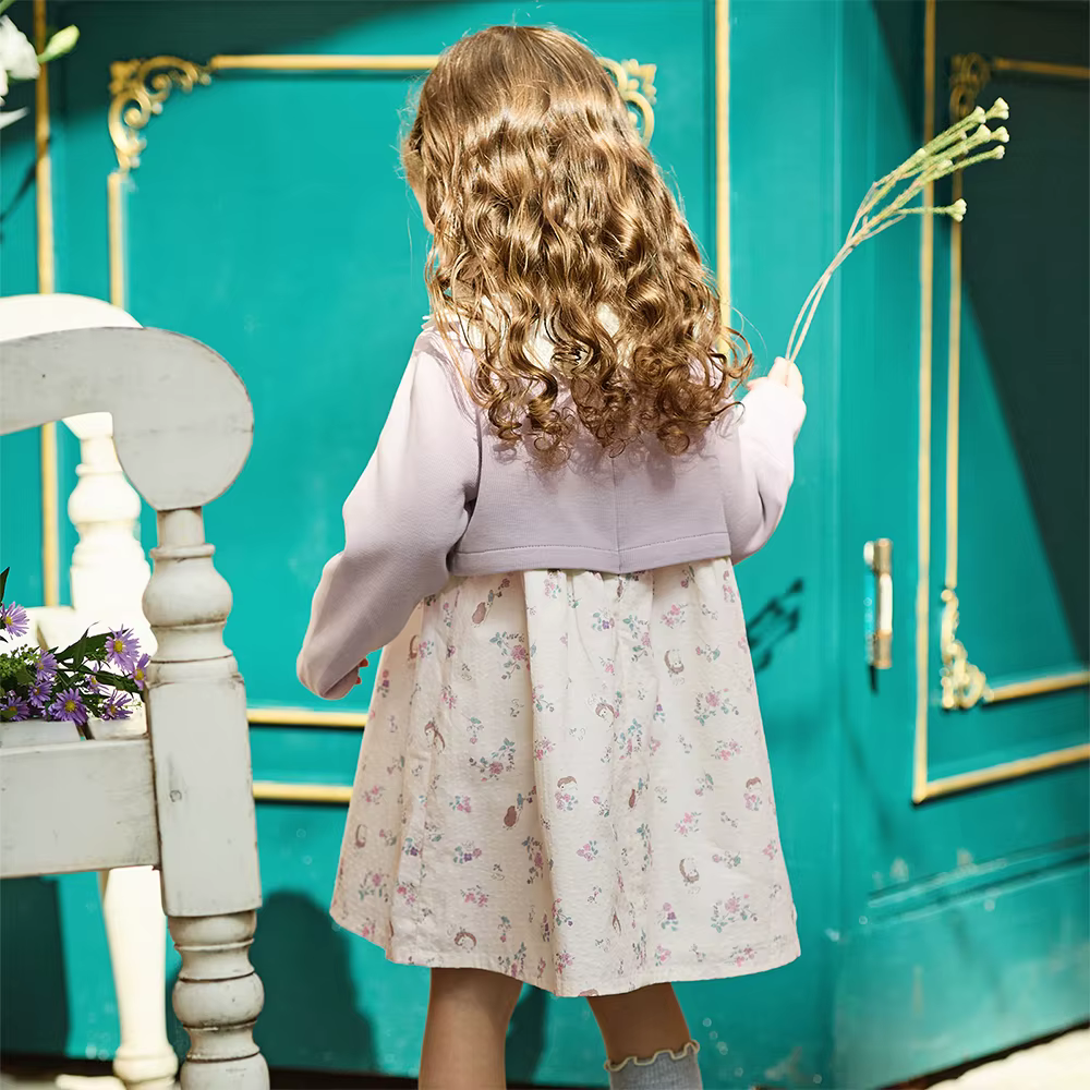 Dave Bella filles robe pull automne printemps coton à manches longues enfants décontracté robe douce