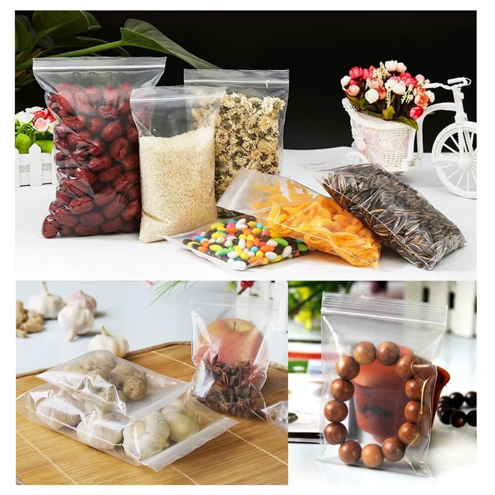 Sacs en plastique transparent refermables à fermeture éclair XR, stockage des aliments frais GT, mul