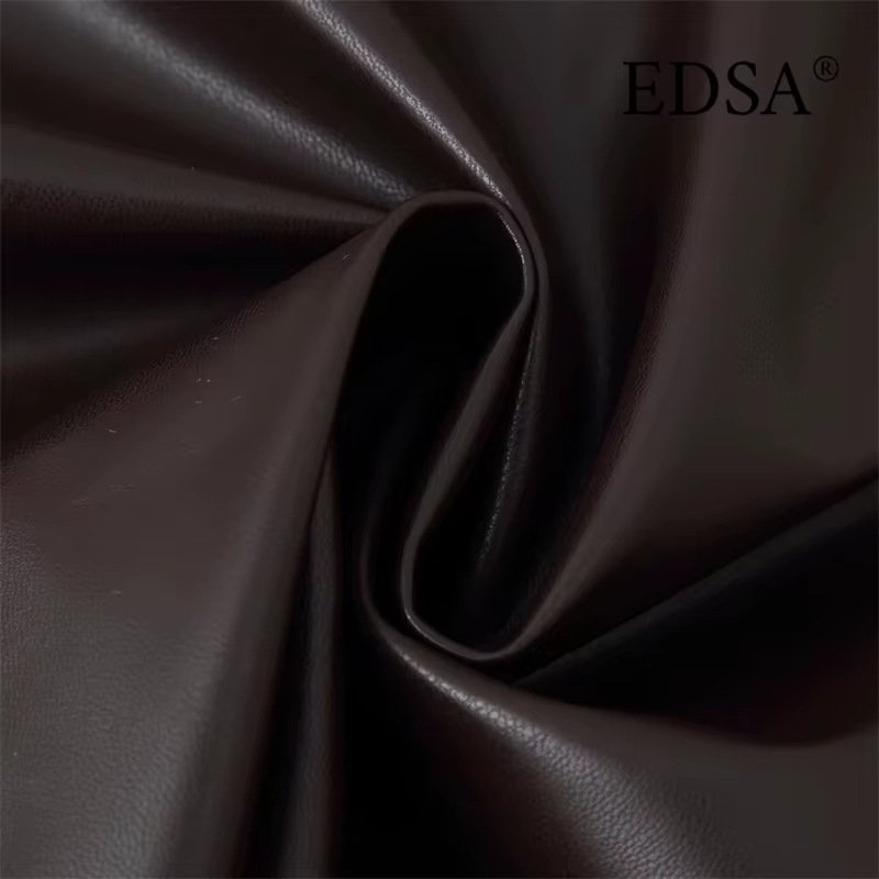 EDSA femmes veste courte en cuir PU avec ceinture Double boutonnage manches longues Vintage femme ma