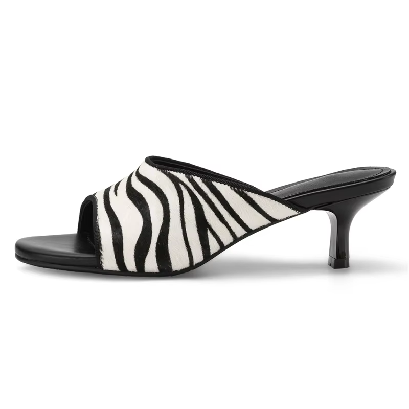 ASUMER – pantoufles en cuir et crin de cheval pour femmes, taille 34-43, talons hauts, mules d'été à