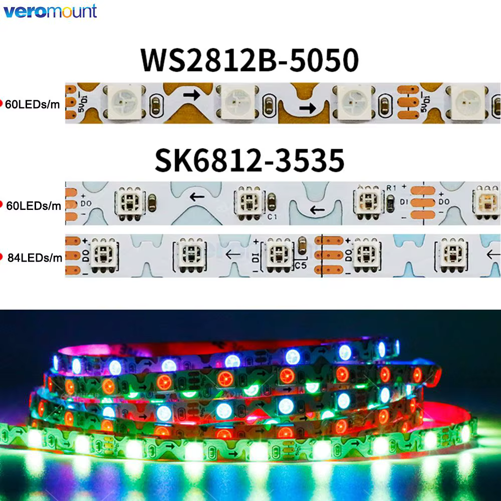 6mm étroit avec PCB S forme Flexible libre flexion WS2812B 5050 SK6812 3535 SMD adressable Pixel LED
