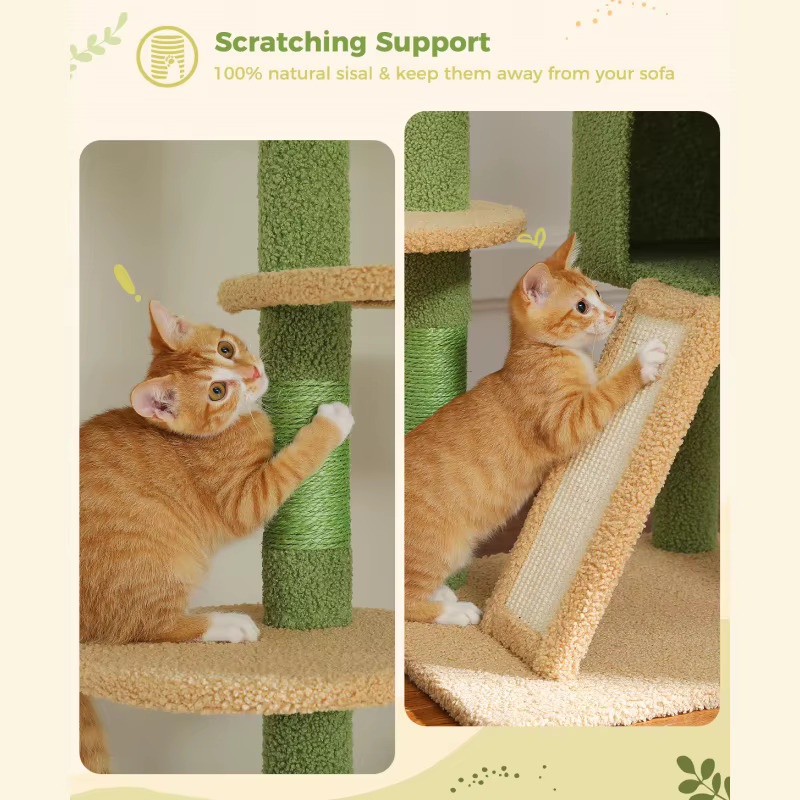 Grand arbre à chat du sol au plafond, tour d'arbre à chat réglable avec condo pour chat, hamac et gr