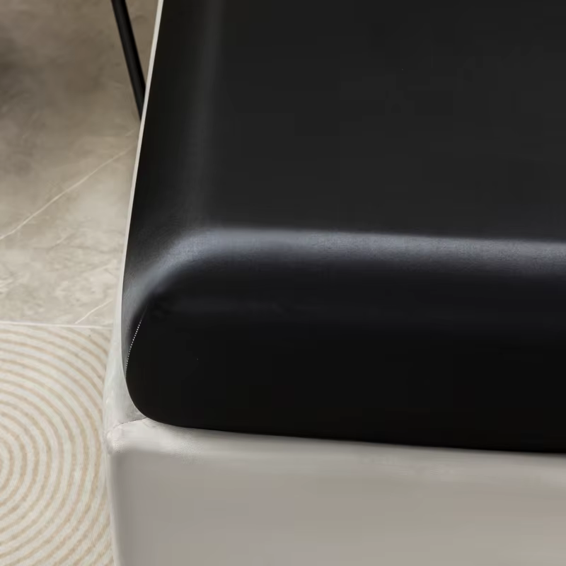 Drap-housse en Satin de couleur unie, housse de matelas double en soie glacée, Queen, naturel avec b