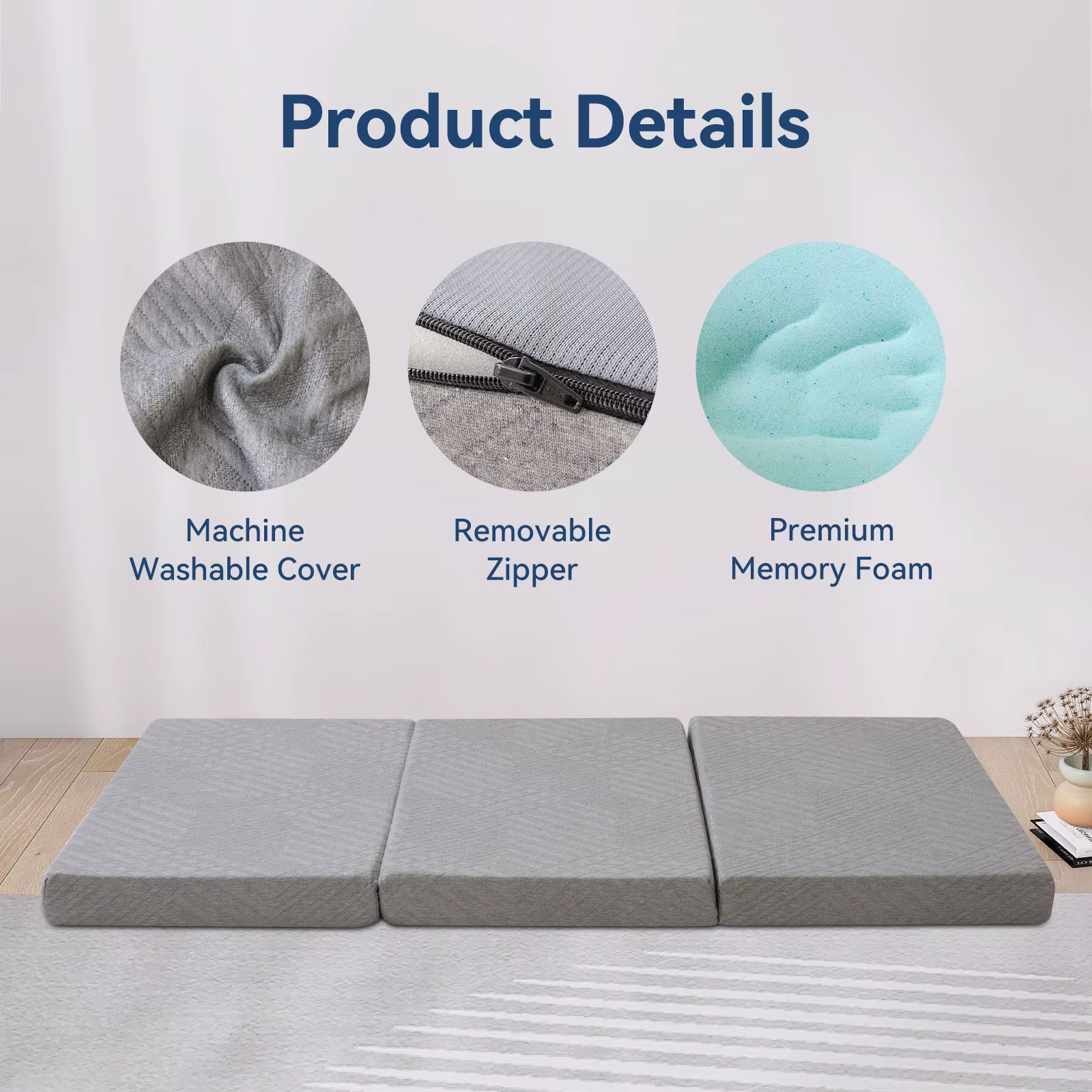 Hcore-Matelas Pliable en Mousse à Mémoire de Forme avec Sac, Surmatelas Portable pour le Sol, le Cam